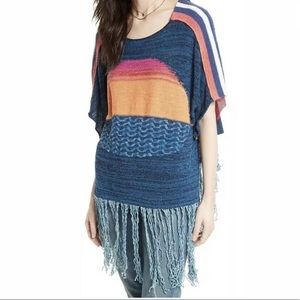 Free People Sunset Fringe Sweater Multi Color XS/S